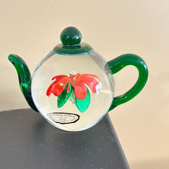 Dynasty Gallery Flower Teapot Heirloom Collectibles Handblown Art Glass Weight - Picture 4 of 9
